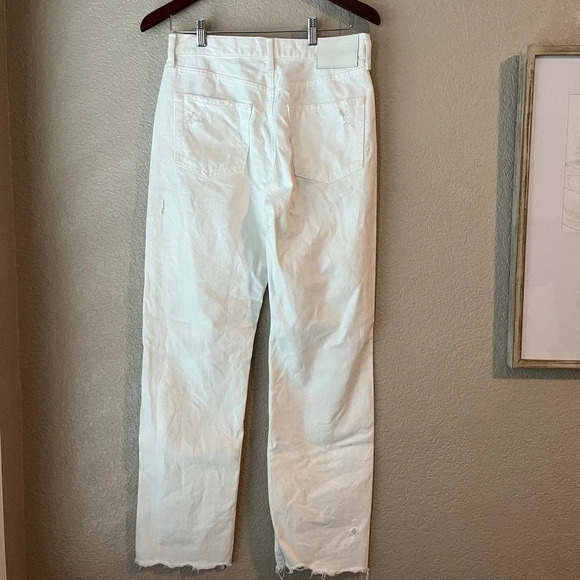 Moussy Vintage Distressed White Denim Jeans Button Fly Size 28 New NWT Raw Hem - Picture 4 of 12